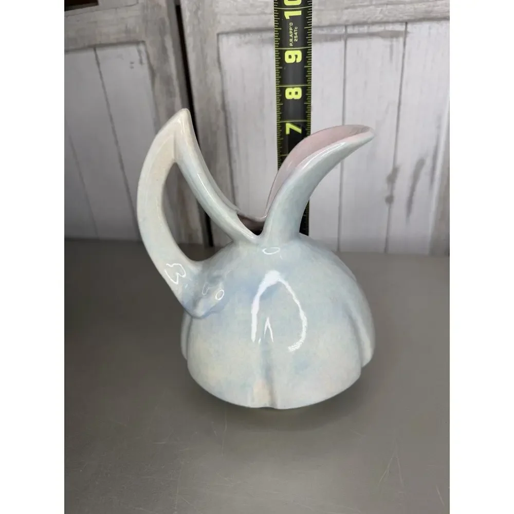 Vintage Conder Water Pitcher Vase Figurine Decor Light Blue Pink